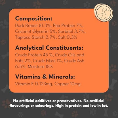 Pet Munchies Duck Strips Dog Treats, Value Pack Dog Chews with Natural Real Meat, Grain Free, Low in Fat and High in Protein 320g