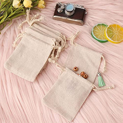 nuoshen 30 Pcs Hessian Bags, 8 X 10 CM Burlap Bags Cotton Drawstring Bag Hessian Fabric Small Drawstring Bag Gift Bag for Jewelry Wedding Christmas Party and DIY Craft