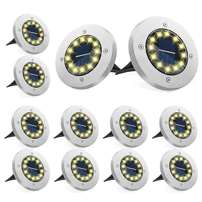 Bzavor Pack of 12 Solar Floor Lights Outdoor Garden 12 LEDs Solar Lights with Upgrade, Floor Light Solar Outdoor, Solar Panel Garden Light Solar Lamp