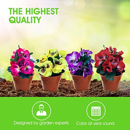Garden 365 Artificial Pansy Flowers - Fake Plants for Outdoor or Indoor Use - Faux Flower Decorations with Fade Resistant Colour - POTS NOT INCLUDED (5 Pack - Pink)
