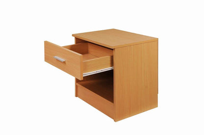 Timber Art Design UK Rio Costa Bedside Table Cabinet with Metal Handles Runners & 1 Drawer Storage Shelf Unit Oak Effect Modern Furniture For Bedroom
