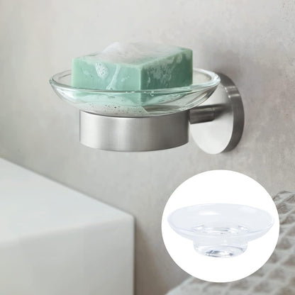 Orivin Glass Soap Dish Replacement Soap Dish Thick Clear Glass Universal Fit for Bathroom, Shower and Sink