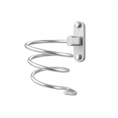 OlBuWa Hair Dryer Holder Aluminum for Hair Dryer Storage Spiral Holder Bathroom Shelf for Washroom Supplies (Silver)