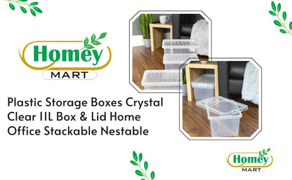 Homey Mart High‑Quality 11 Litre Storage Box with Clip‑On Lid – Durable, Stackable Plastic Container for Home, Office & Workplace Organisation