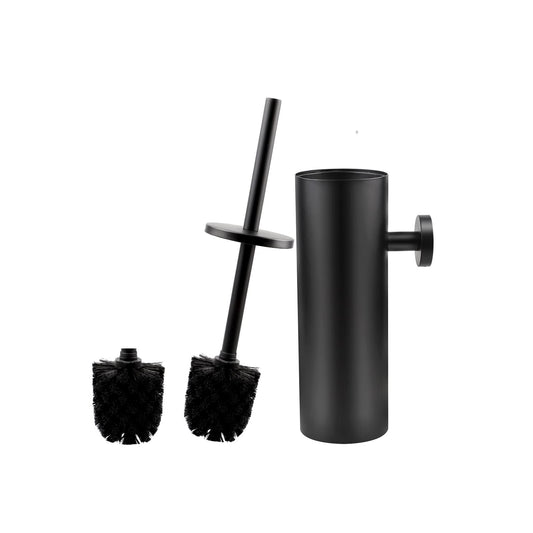 EXLECO Stainless Steel Toilet Brush with Replacement Brush Water Collection Container Toilet Brush and Container Set Wall Mounted Standing with Lid