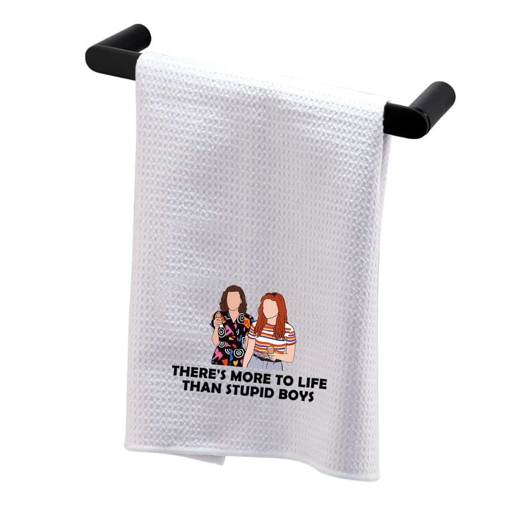 PLITI Stranger Merchandise Kitchen Towel There's More To Life Than Stupid Boys Scary Movie Fan Gift Stranger Inspired Gift (Stupid Boys TWU)