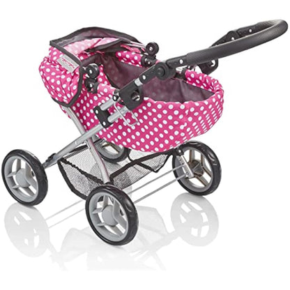Molly Dolly My First Dolls Pram - Adjustable Toy Pram for Girls Age 2-5 Year Old - Baby Doll Pram - Dolls Toy Pushchair Stroller