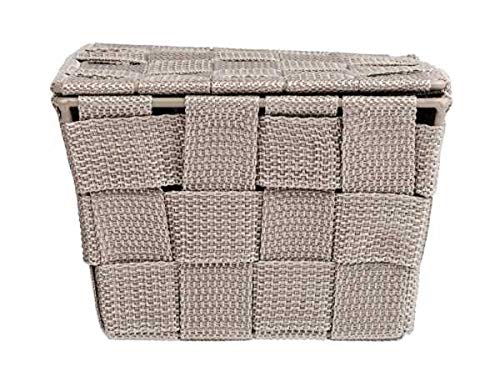 WENKO 22575100 Storage basket Adria with lid Taupe - bathroom basket with lid, Polypropylene, 19 x 10 x 14 cm, Taupe