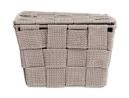 WENKO 22575100 Storage basket Adria with lid Taupe - bathroom basket with lid, Polypropylene, 19 x 10 x 14 cm, Taupe