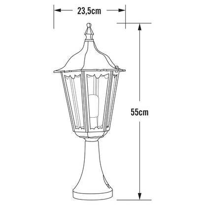 Konstsmide 7214-750 Firenze Post Outdoor Light/ 1 x 100 W E27 Max Bollard/ Clear Glass/ Aluminium/ IP43/ Outside Light Matt Black