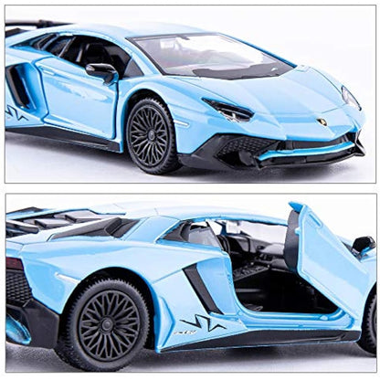 TGRCM-CZ 1/36 Scale Lamborghini Aventador LP700-4 Casting Model Car, Zinc Alloy Pull Back Vehicles Toy Car for Toddlers Kids Boys Girls Gift (Blue)
