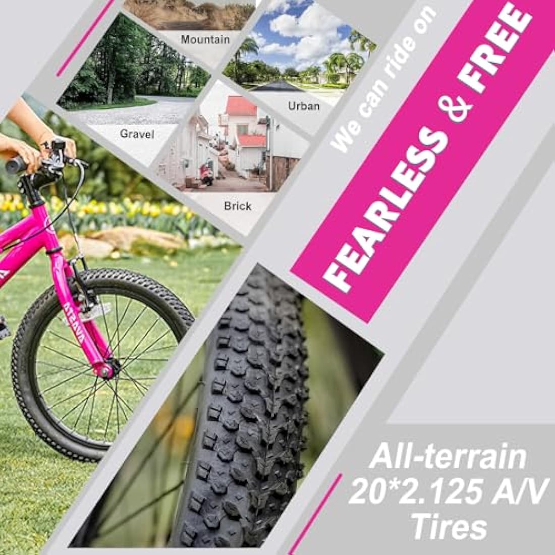 AVASTA Bilbo 18 20 inch Kids Bike for 5-10 Years Old Boys Girls with Kickstand & Dual Handbrakes Adjustable Seat, Multiple