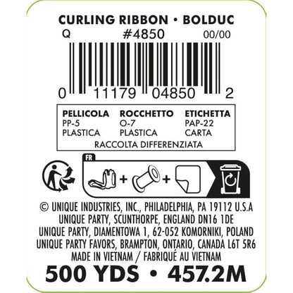 Unique Party 4850 - White Curling Ribbon 500yds (1 Count)