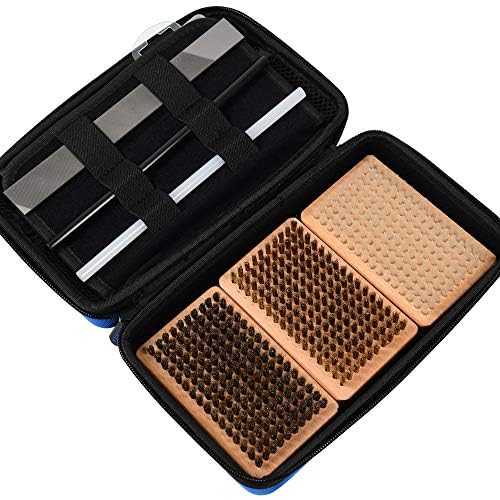 XCMAN Ski Snowboard Waxing Tuning Complete Brush Kit - Nylon,Brass,Horsehair Brush Metal Scraper Wax Scraper and Ptex, Flate File