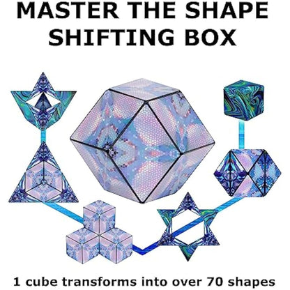 Shashibo Shape Shifting Box - Award-Winning, Patented Fidget Cube w/ 36 Rare Earth Magnets - Transforms Into Over 70 Shapes (Mystic Ocean- Artist Series)