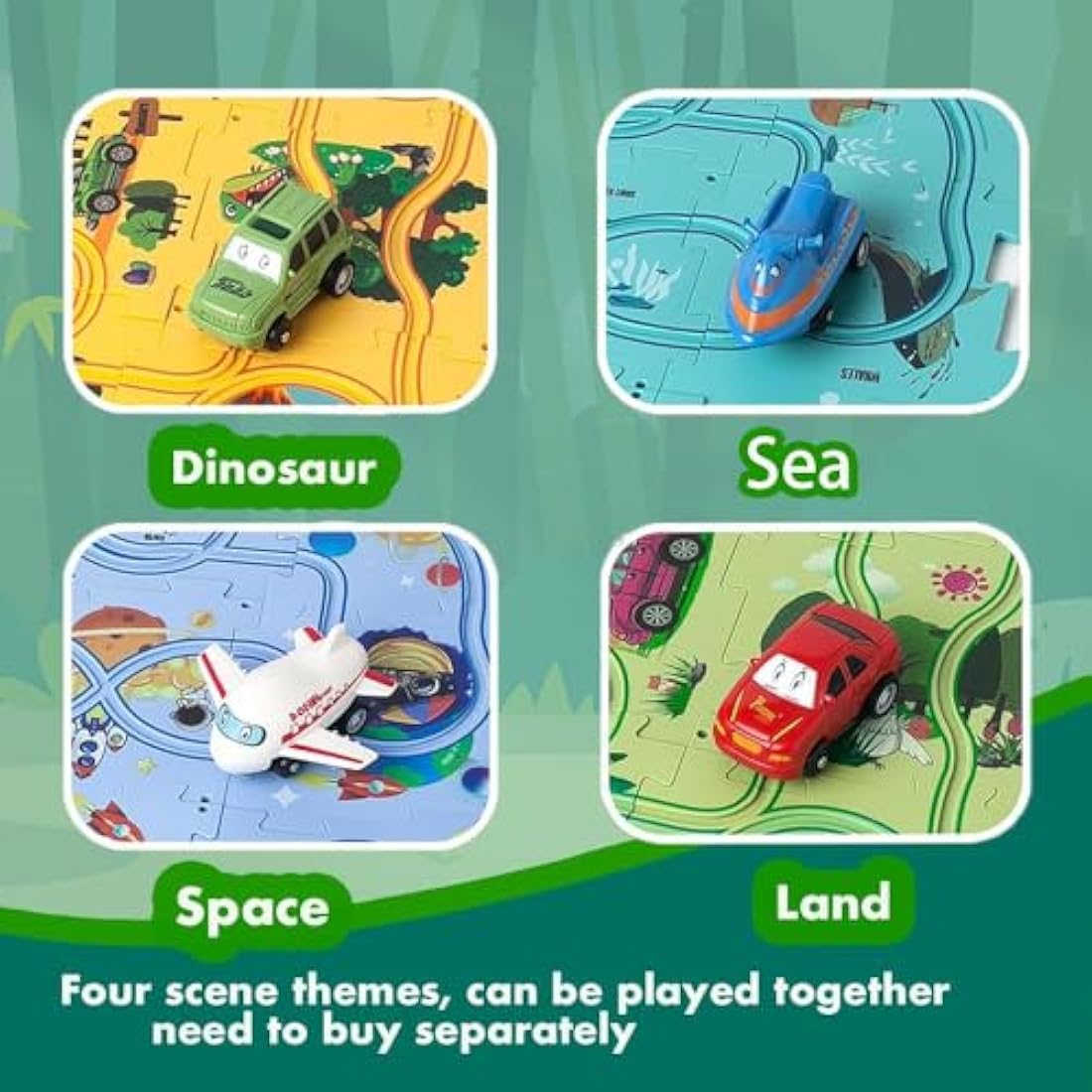 Puzzle Racer Kids Car Track Toy Car Set for Kids DIY 8PCS Puzzle Track Rail Route Educational Game Gift Toys for Children 2 3 4 5 6 Years