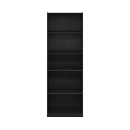 Furinno GEHRY Book Shelf, 5-Tier Bookshelf, Bookcase with Adjustable Shelves, 11.6 x 24.8 x 71.4, for Living Room, Bedroom, Home Office, Blackwood