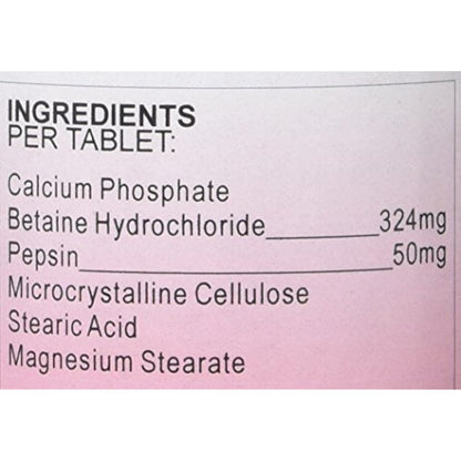 Health Plus Betaine Hcl + Pepsin Digestive Health Supplement - 180 Tablets