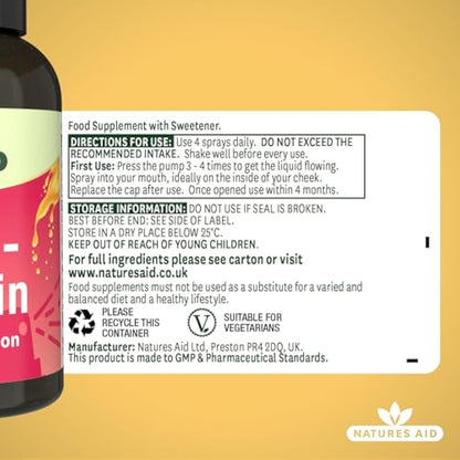 Natures Aid Multivitamin Daily Oral Spray 30ml - Natural High Strength Supports Energy Tiredness Fatigue Healthy Immune & Nervous System - Pill Tablet Capsule Free Liquid Supplement 2-Month Supply