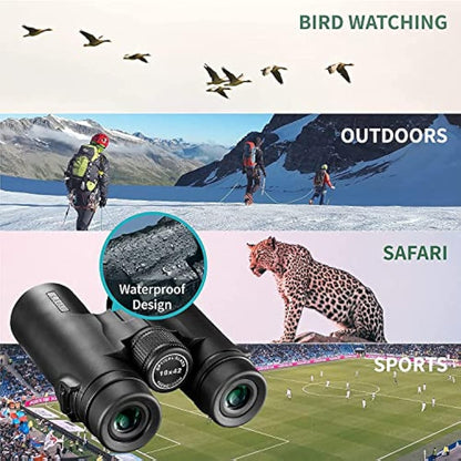 Gosky 10x42 Roof Prism Binoculars for Adults, HD Professional Binoculars for Bird,Travel Stargazing Hunting Concerts Sports-BAK4 Prism FMC Lens-with Phone Mount Strap Carrying Bag