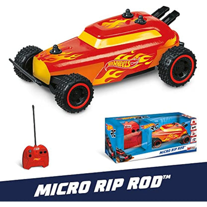 Mondo 63702 Motors-Hot Wheels Micro Rip Rod-RC car for Children-2 Assorted Scale 1:28-63702, Multi-Coloured