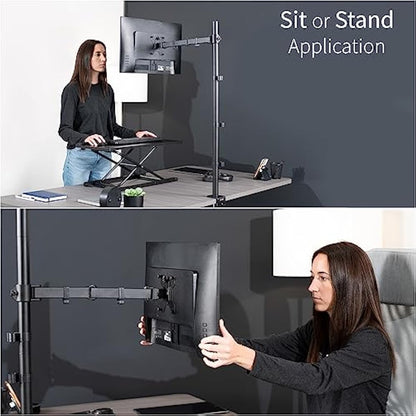 VIVO Extra Tall Single Monitor Desk Mount Stand 39 inch Pole. Features Full Adjustability - Tilt and Articulation, Holds 13 to 32 inch Screens up to 22 lbs with VESA Mounting, Black, STAND-V011