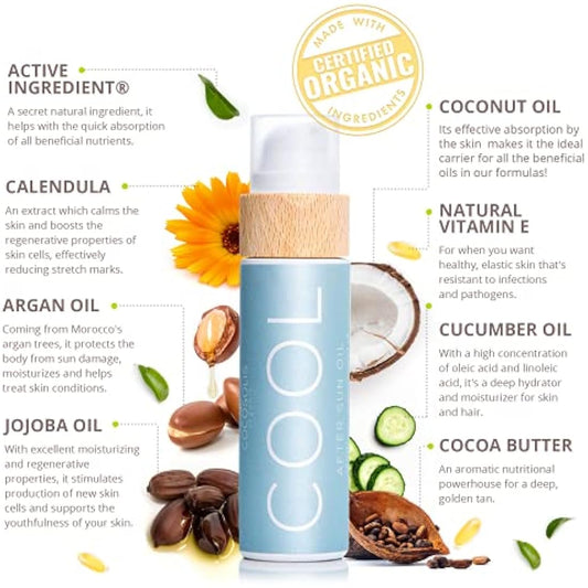 COCOSOLIS Cool After Sun Organic Oil for Gentle Regeneration After Sunbathing and Solarium, Moisturises, Revitalises and Soothes, Mint Fragrance, Nourishing Oil for Massage (110)