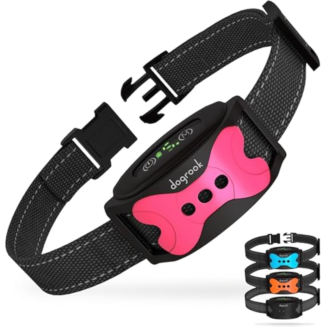 DogRook Anti Bark Collar - Automatic Anti Barking Collar - Vibrating Dog Collar - No Shock - Effective Anti Barking Device 8-110 lbs - Dog Training Collar - Pink