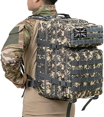 QT&QY 45L Military Tactical Backpacks Molle Army Assault Pack 3 Day Bug Out Bag Hiking Treeking Camouflage Hunting Rucksack