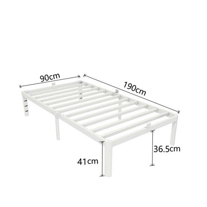 KVLKBV Single Bed 90 x 190 cm White Frame with Anti-Slip Panels and Large Storage Space (41cm) Ideal for Bedroom and Guest Room