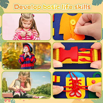 Montessori Toddler Busy Board - Sensory Toys for 1-4 Year Olds - Activity Board for Boys & Girls - Autism Motor Skill Development