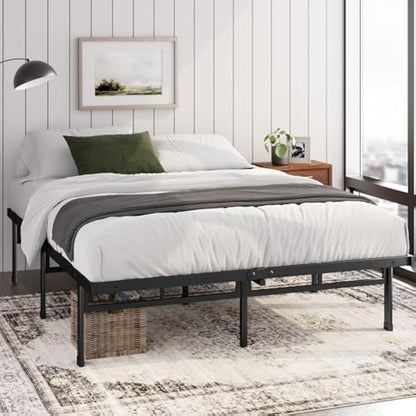 Zinus Justin King size Bed frame - Bed 150x200 cm - 36cm Height - Metal bed frame with Underbed storage and steel slat support - Black