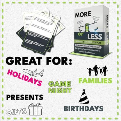 More or Less Science & Nature Edition Card Game | 2 Players + | Travel & Pocket Card Game for Kids, Teens & Adults | Play Anywhere