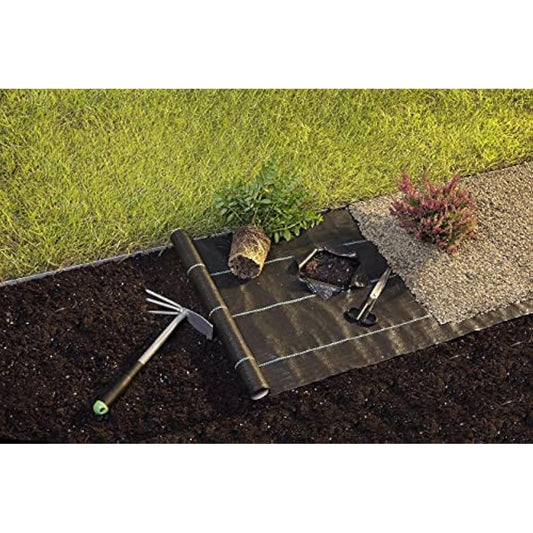 GardenMate 1m x 50m roll woven weed control fabric - UV stabilised 100gsm landscape ground cover membrane