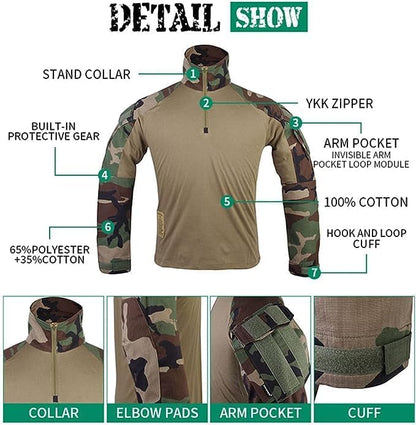 EMERSONGEAR Men's Tactical Shirt,Gen3 Airsoft Combat Army Paintball Quick Dry Long Sleeve BDU T-Shirt Top