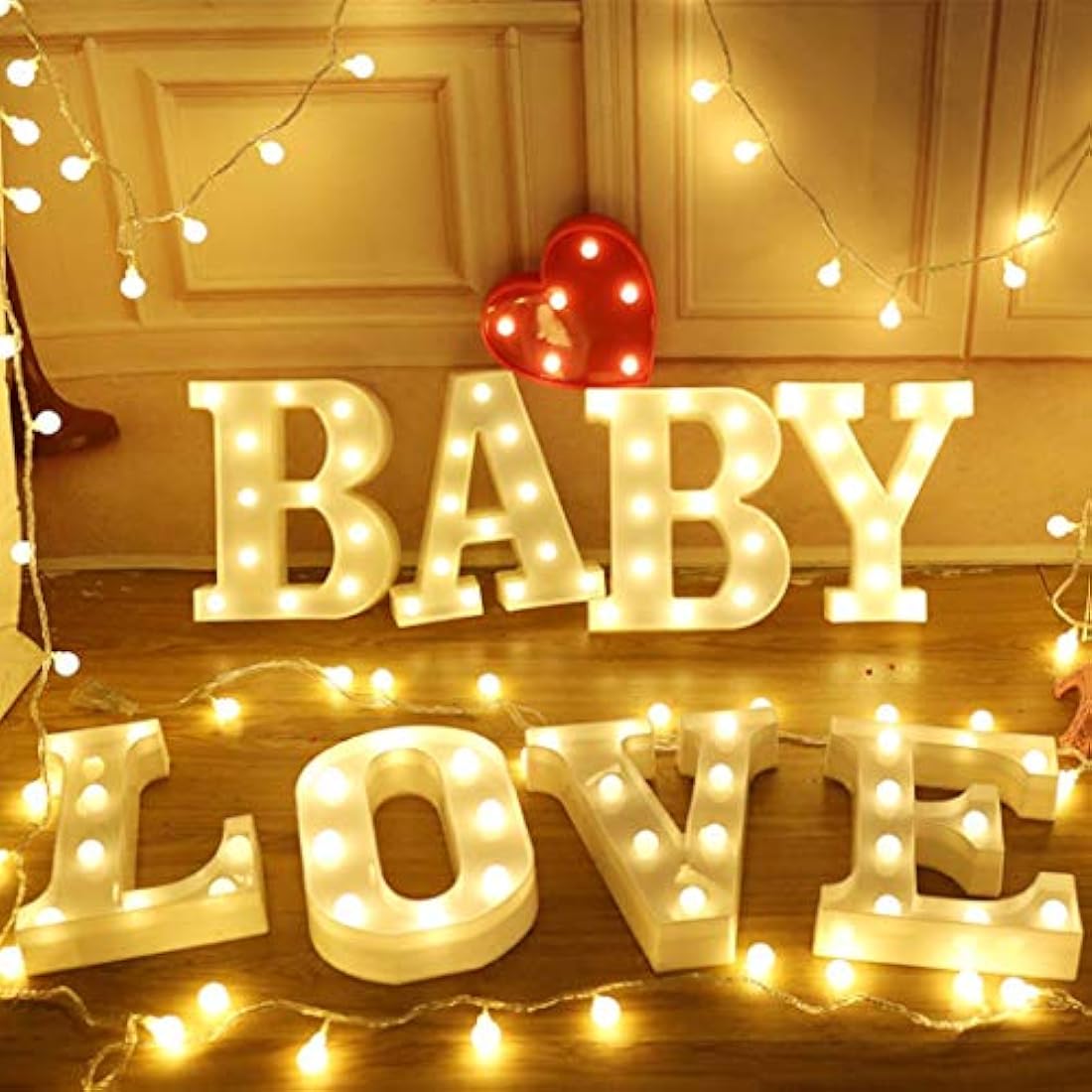 HONPHIER® Letter Lights Decorative LED Alphabet Lights Marquee Decoration Light Up Sign Night Light Battery Operated for Birthday Party Wedding Receptions Holiday Bar Home Bedroom Bath Bar Decor (G)