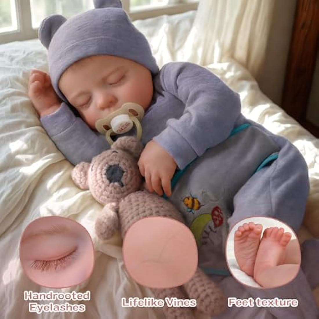 JIZHI 20" Realistic Reborn Baby Doll - Vinyl Newborn Baby Doll Boy With Sleeping Eyes - Lifelike Reborn Baby Dolls for Kids Age 3+