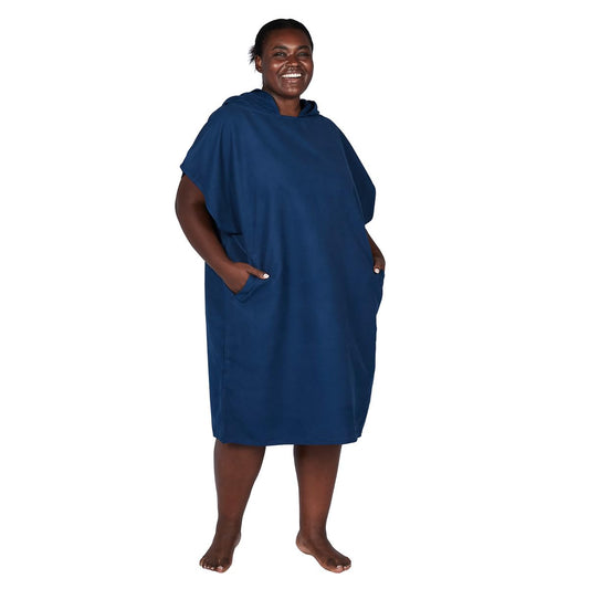 Dock & Bay Adult Beach Poncho - Hooded Towel with Deep Pockets - For Beach & Pool - Super Absorbent, Quick Dry - Go Faster - Yosemite Navy, Small