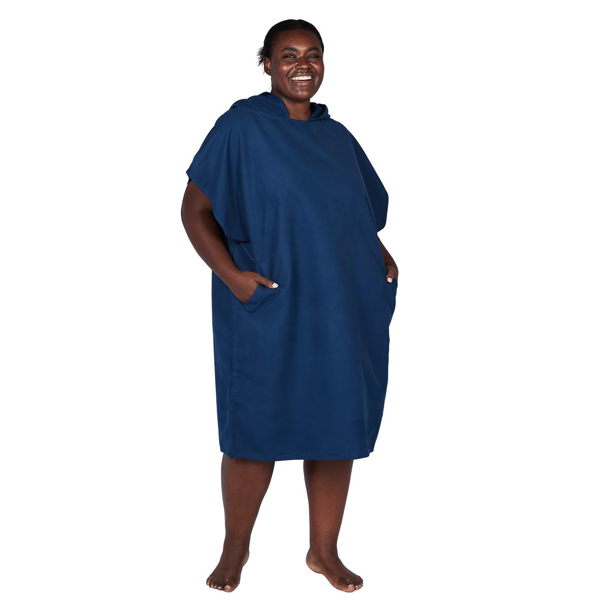 Dock & Bay Adult Beach Poncho - Hooded Towel with Deep Pockets - For Beach & Pool - Super Absorbent, Quick Dry - Yosemite Navy, Medium (90x70cm,