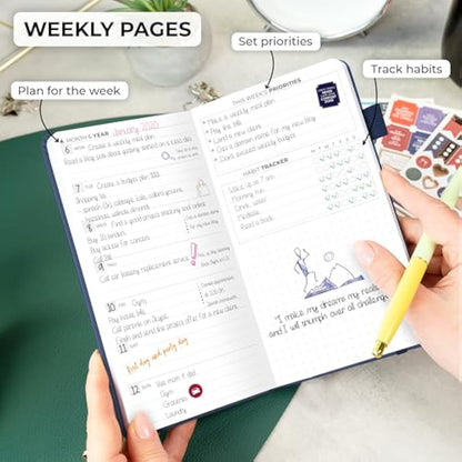 Clever Fox Pocket Weekly – Undated Monthly Goal Planner and Calendar, Mini Planner Perfect for Purse, 10x17.5cm (Blue)