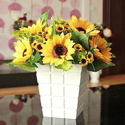 nuoshen 2 Packs Sunflower Artificial Flowers,Silk Bouquet Yellow Plastic Flowers Fake Sunflowers for DIY Craft Wedding Home Decoration