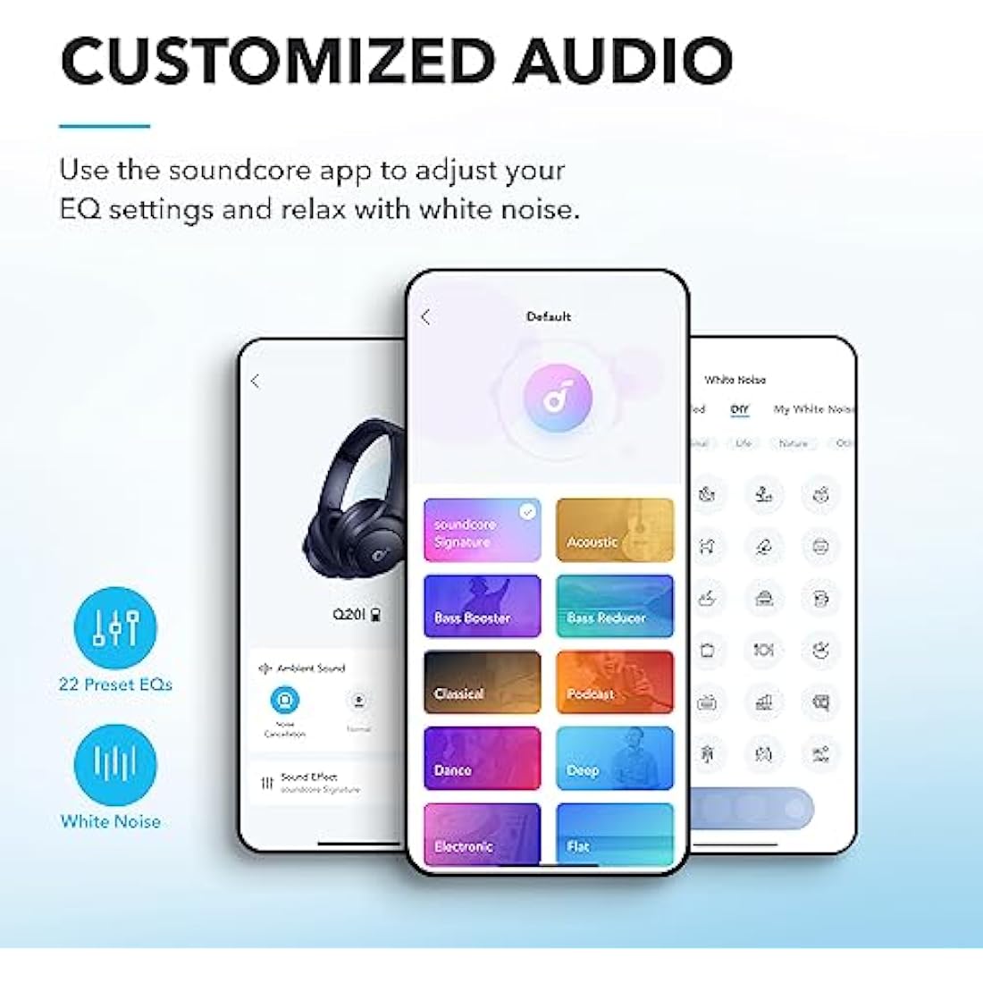 soundcore by Anker Q20i Hybrid Active Noise Cancelling Foldable Headphones, Wireless Over-Ear Bluetooth, 40H Long ANC Playtime, Hi-Res Audio, Big Bass, Customize via an App, Transparency Mode (Blue)