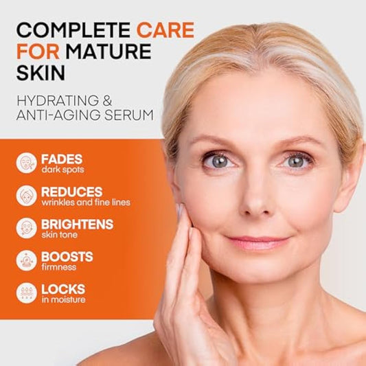 Women's Super Vitamin Face Serum: Anti Aging Facial Skin Care with Hyaluronic Acid, Niacinamide, Peptides, Vit C, E- Face Cream for Mature Women Over 70 60 50