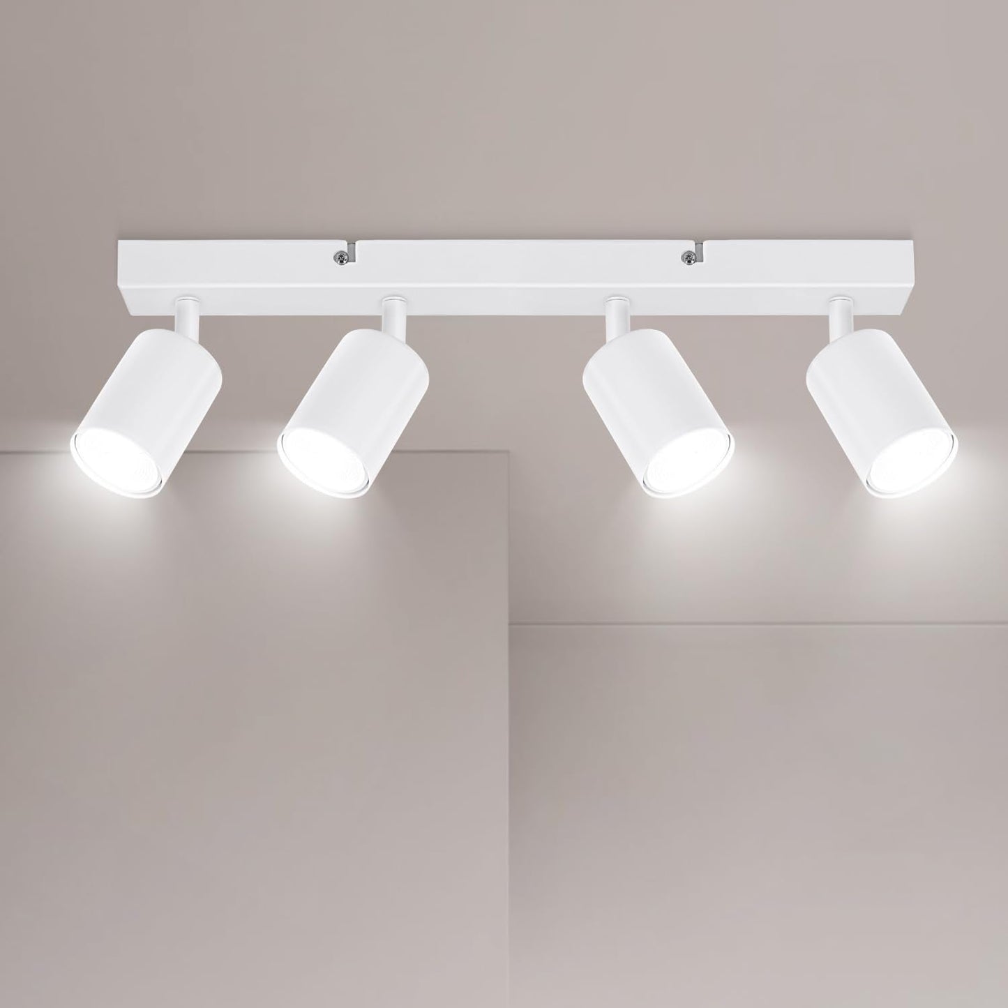 Ketom Adjustable 4 Way Ceiling Spotlight Fitting - GU10 LED Ceiling Light Rotatable - Indoor Spotlights Ceiling Lights - Modern White Metal Ceiling