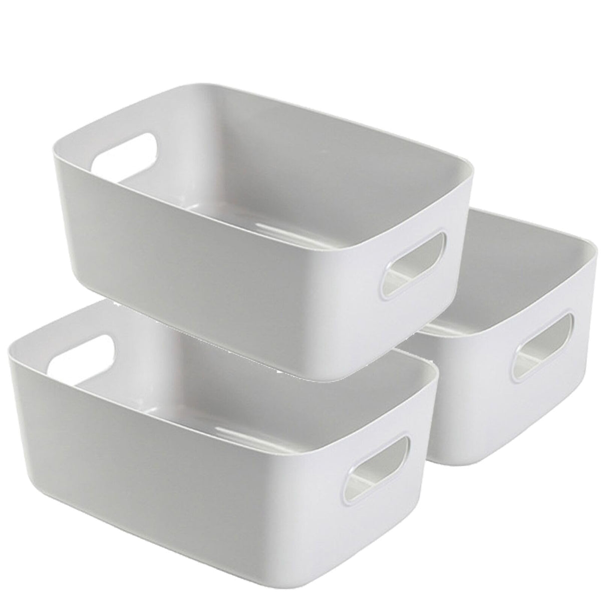 JMYDecor Storage Boxes,Rectangular Box, Set of 3 Plastic Studio Baskets Organiser For Kitchen, Home, Office Bathroom