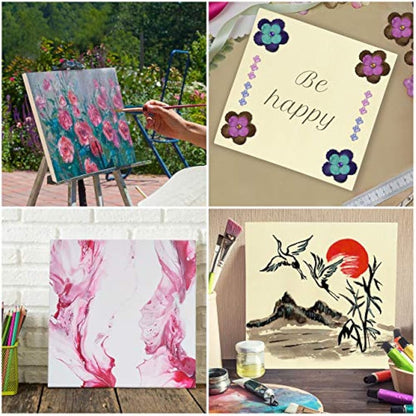 Belle Vous Unfinished Wooden Canvas Painting Boards (4 Pack) - 30 x 30cm / 12 x 12 Inches - Natural Basswood Panel - Mixed Media Cradle Panels for Encaustic Art, Paint Pouring & Crafts