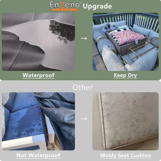 Enzeno Cube Garden Furniture Covers Waterproof with Air Vent, 200X200cm, Oxford Fabric Outdoor Patio Table Covers, Garden Square Chair and Table Rattan Sofa Cover for outside…