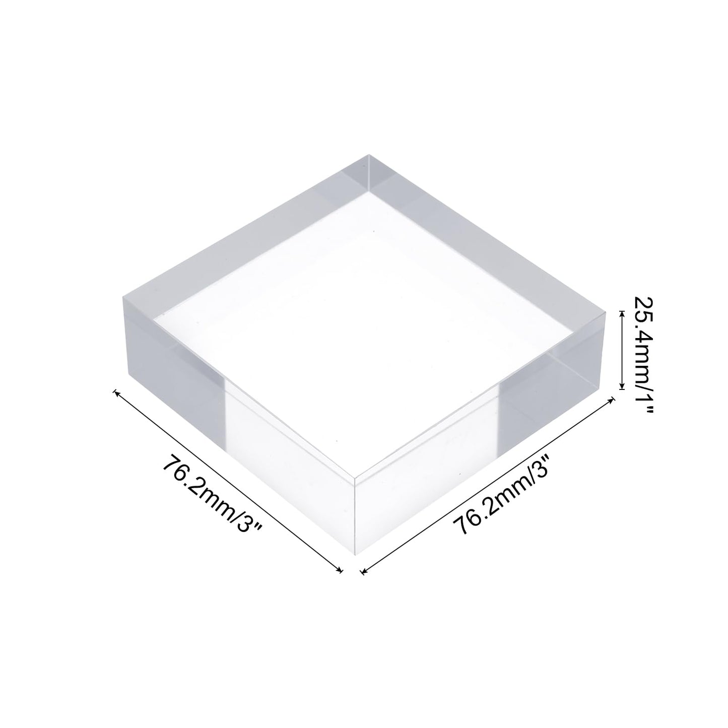 sourcing map Acrylic Square Display Blocks, 76.2 x 76.2 mm/3" x 3" Clear Jewelry Display Base Polished Cube Riser Stand Display Holder Base for Ring