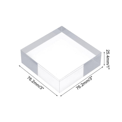 sourcing map Acrylic Square Display Blocks, 76.2 x 76.2 mm/3" x 3" Clear Jewelry Display Base Polished Cube Riser Stand Display Holder Base for Ring