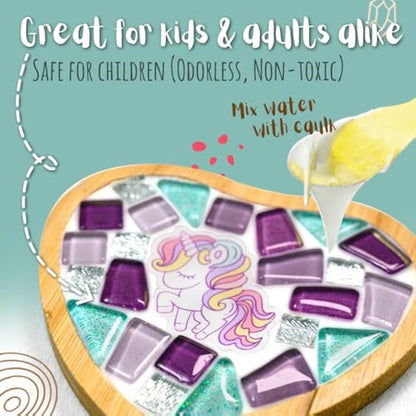 Glittery Garden Mosaic Craft Kit - Decorate Your Own Coaster with Glass Tiles. Birthday Gift, Fun DIY Art and Craft Supplies. Girls, Kids & Teens Activity Kit